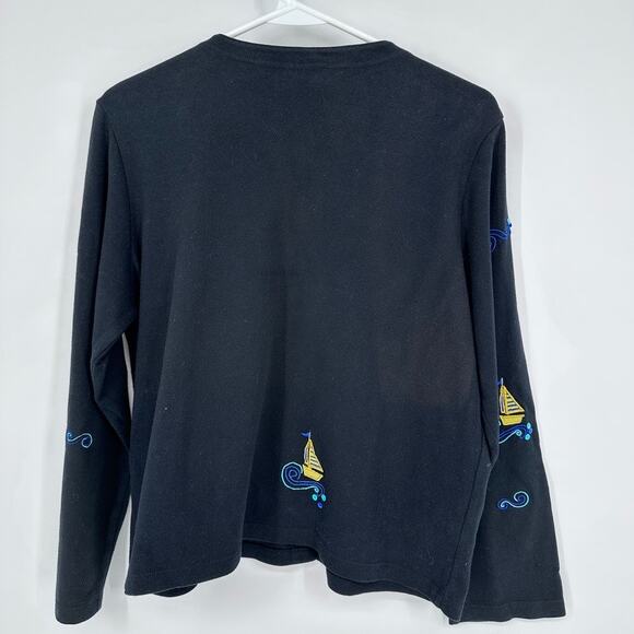 Michael Simon Cardigan Sweater MEDIUM Embroidered Beaded Palm Tree Flamingo - Picture 9 of 10